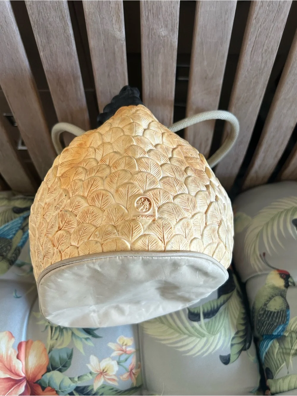 Novelty Chicken-Shaped Cream Tote Bag with Pink & Yellow Accents